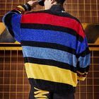 small quantity clothing manufacturer Drop Shoulder Graffiti Rainbow Striped Sweater Chenille Ins Lazy Half Turtleneck